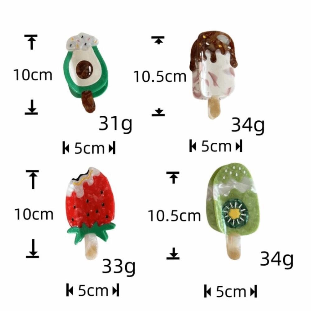 Headdress Cute Ice Cream Shark Clip Sweet Summer Fruit Series Hair Claw Acetic Acid Colorful Delicious Food Claw Clip Female