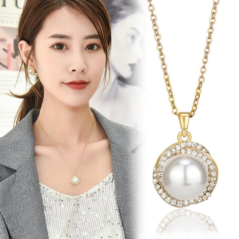 Trendy Surrounding Pearl Necklace With Matching Earrings Perfect Gift For Mothers