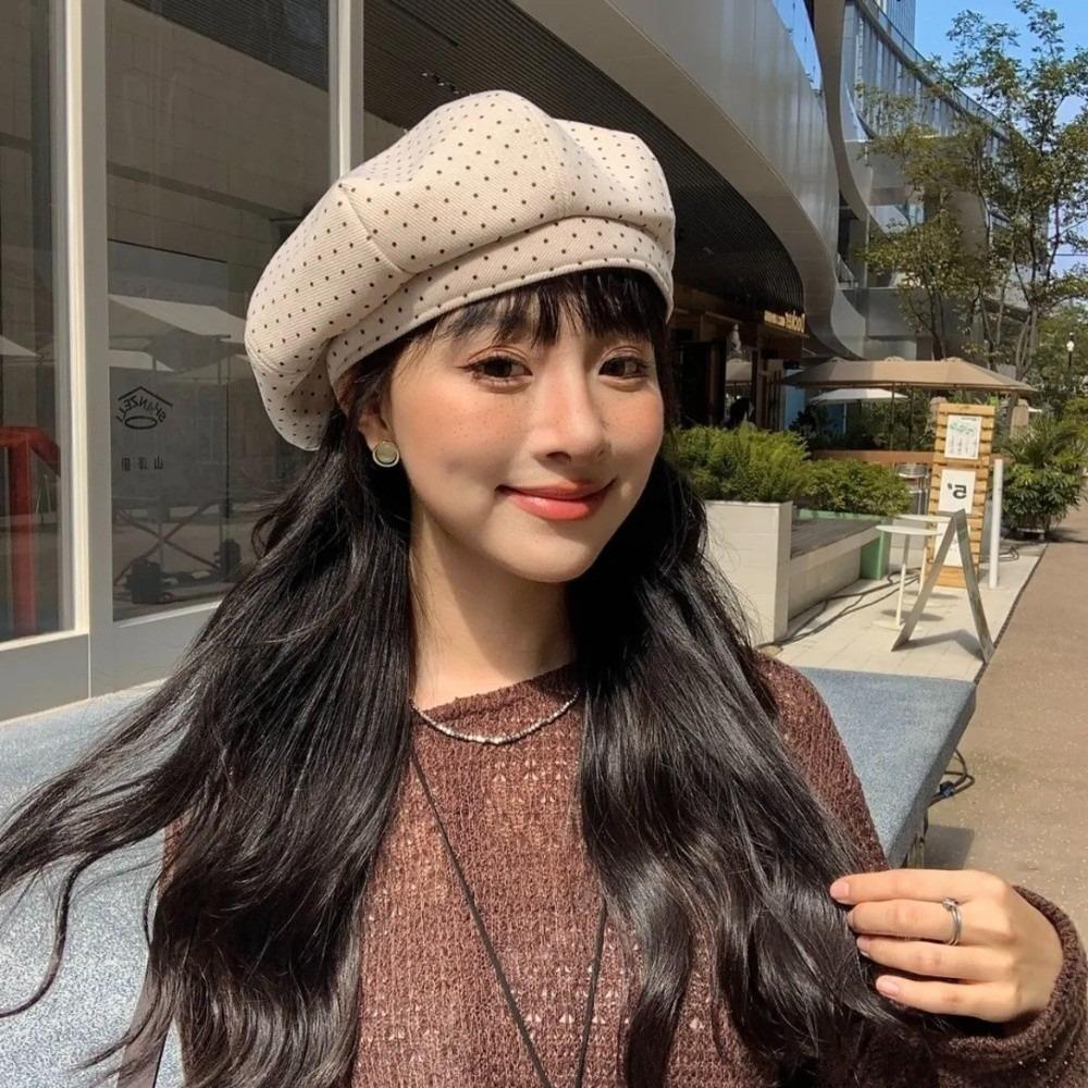 Keep Warm Women Painter Hat Cotton Women Octagonal Cap Fashion Polka Dot Beret Hat  Girl