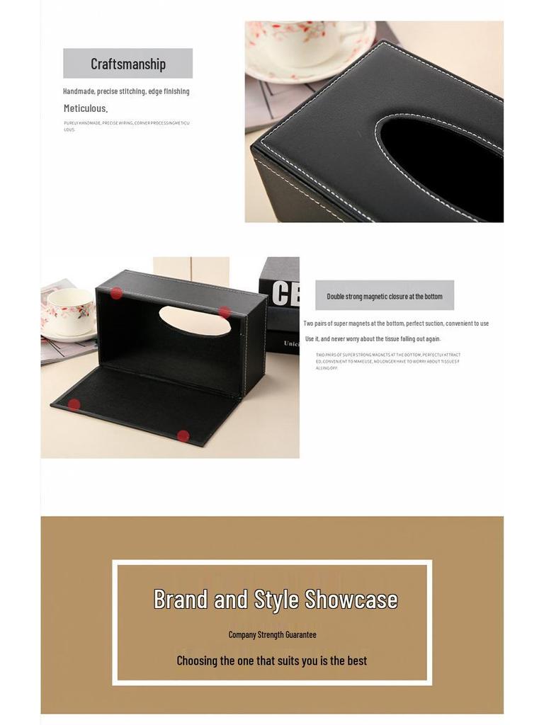Modern Leather Tissue Box for Living Room & Coffee Table, Personalized with Logo