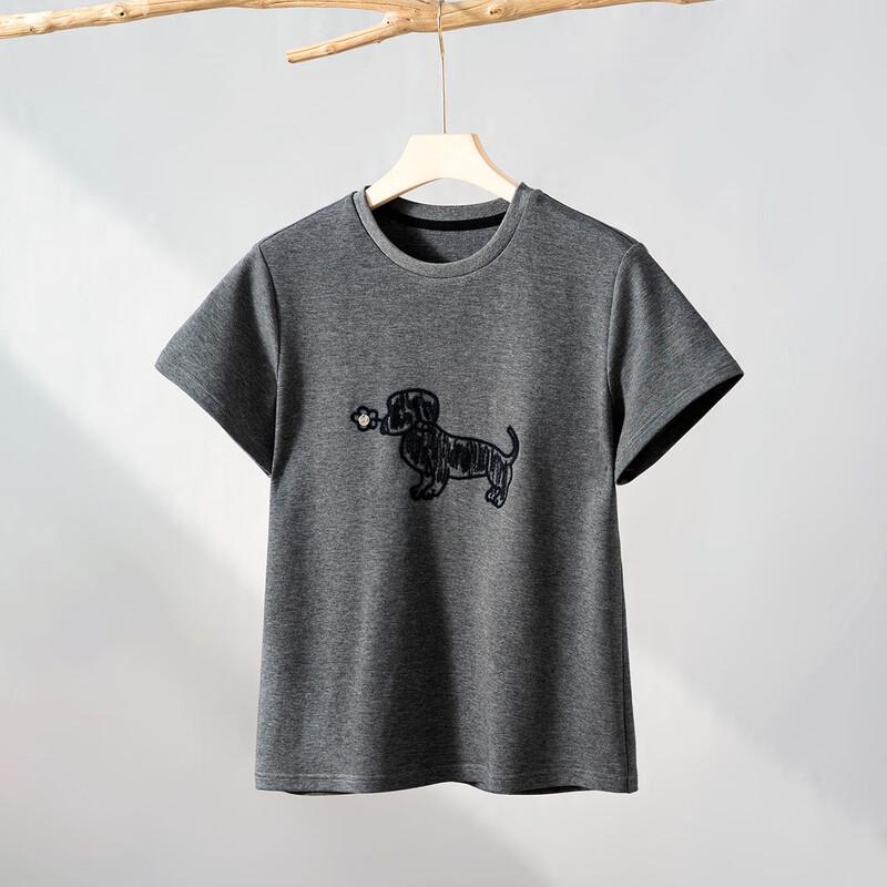 RAIN.CUN Puppy Embroidery Loose Fit Women s Short Sleeve T-Shirt M