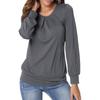Women's  Long-Sleeved  Pleated Casual Stretch Tunic Top Shirts Spring