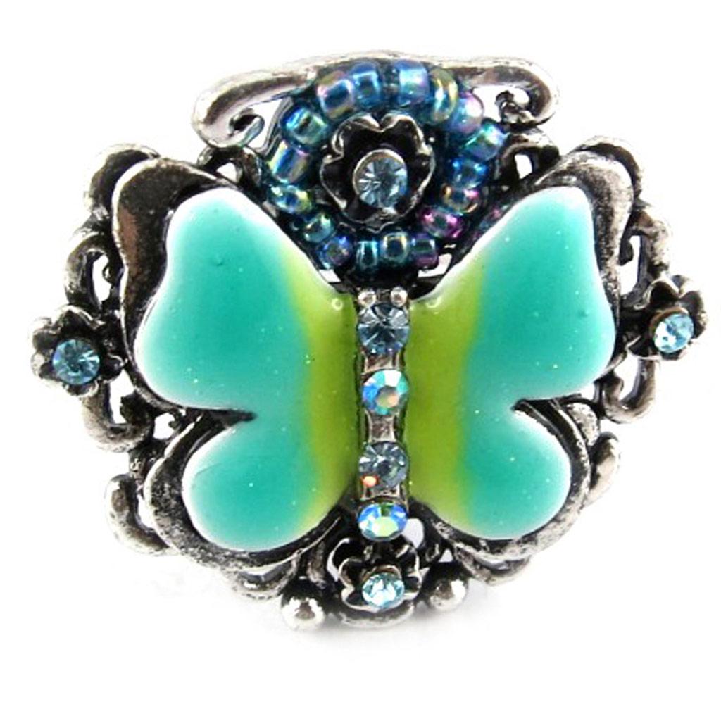 Les Trésors De Lily [G0164] - Bague Créateur 'Bouquet Fleury' turquoise