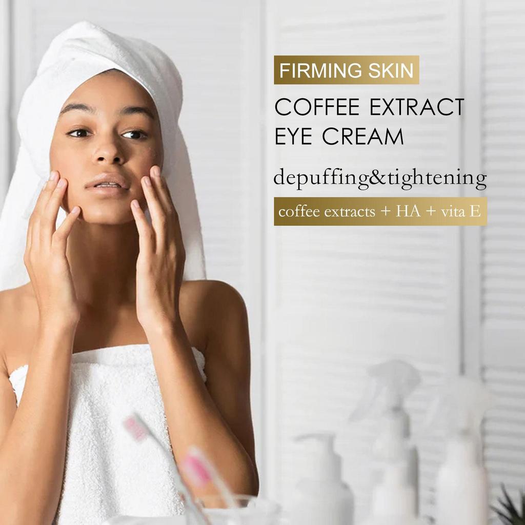 Jaysuing Coffee Firming Eye Cream, reduces fine lines, dark spots, and dark circles; firms, moisturizes, and hydrates; suitable for the eye area, 57g