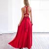 Dámské šaty Halter Bez rukávů Bez zad Více popruhový design Společenské šaty
