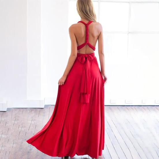 Dámské šaty Halter Bez rukávů Bez zad Více popruhový design Společenské šaty