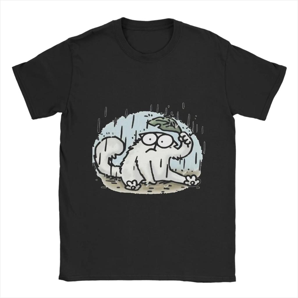 T-shirt Simons Cat da Uomo 100% Cotone T-shirt Divertente Girocollo Magliette Manica Corta Top Grafici