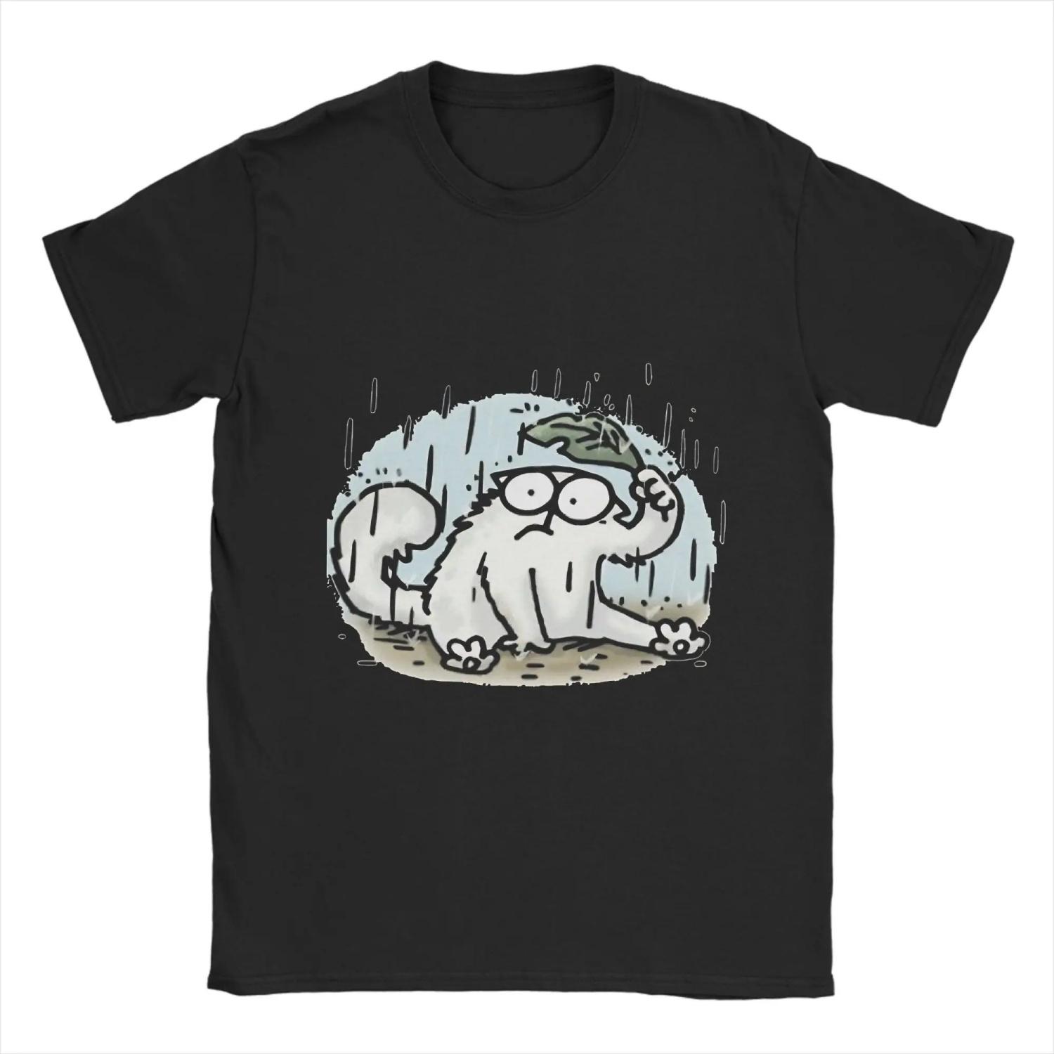 

Simons Cat T Shirt for Men 100% Cotton Funny T-Shirt Crewneck Tees Short Sleeve Tops Graphic S чёрный