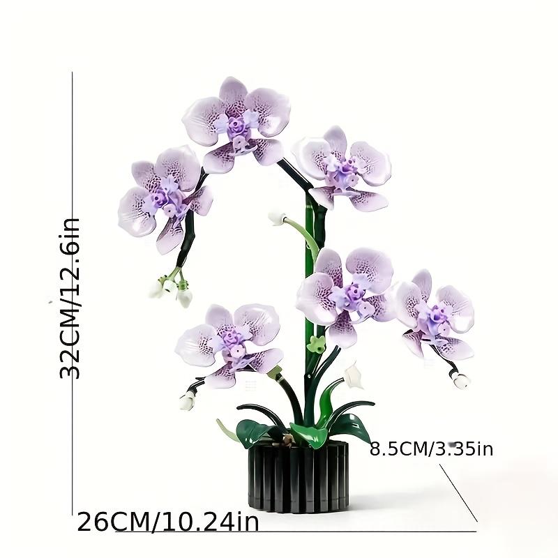 Phalaenopsis Purple Orchid Flower Building Block Set - Realistic Purple And Green Diy Model Kit Includes Blooming Orchids Lifelike Plants