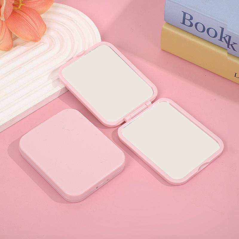 Double-Sided Flower Foldable Mini Square Mirror for Female Students – Portable Dormitory Makeup Pocket Mirror