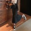 Frauen Frühling Sommer Casual Hohe Taille Stretch split fischschwanz rock Paket Hüfte Denim Rock