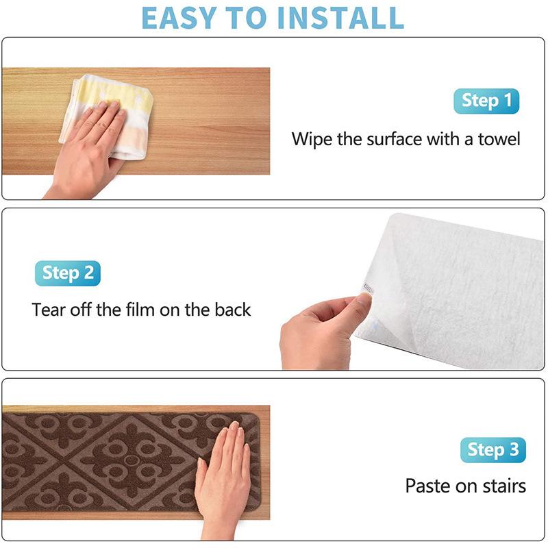 Embossed Non-Slip Self-Adhesive Stair Mats - Dirt-Resistant Floor Stickers