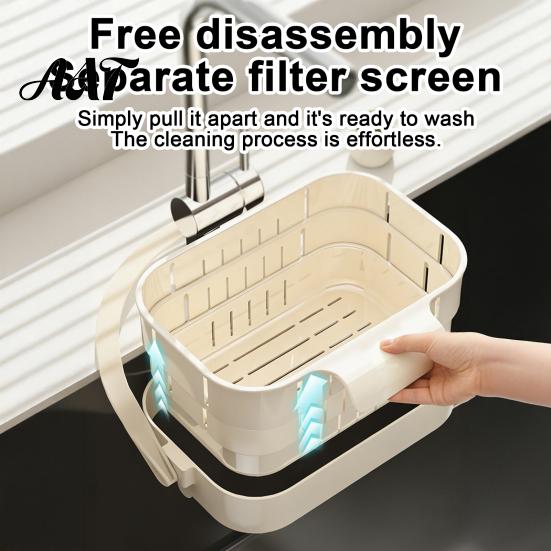 Kitchen Sink Drain Basket Hanging Basket, Foldable Stretchable Colander, Space Saving Food Waste Holder Strainer, Multi-functional Faucet Storage
