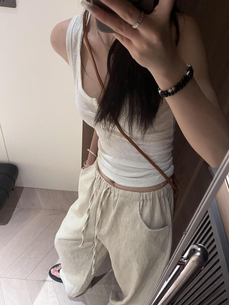 Women's Spring 2026 Ramie Cotton-Linen Wide-Leg Pants with Elastic Waist and Drawstring – Old Money Style, Relaxed Fit