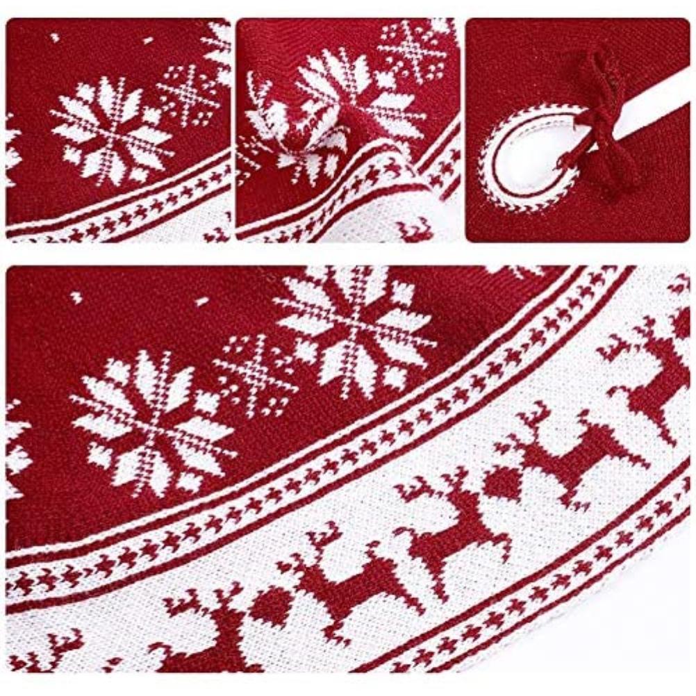 Festival Tree Skirt Knitted Tree Skirt Apron Snowflake Deer for Gift Holidays