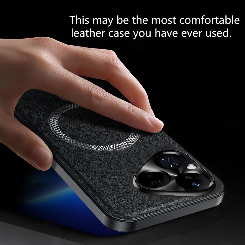 For Huawei Pura 80 P80 Case Magnetic Elegant Leather Wear-Resistant Lens Fully Covered Non-Slip Grip Edge Cover Shell