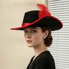 Felt Feather Stage Cap Artificial Feather Masquerade Headwear Cavalier Top Hat  Stage Performance