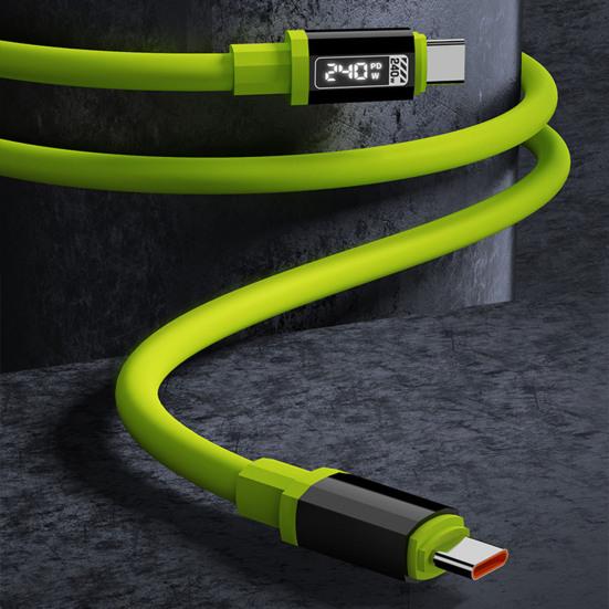 240W Data Cable Soft Silicone Flexible Charging Cable with E-Marker Chip 480Mbps High-Speed Data Transfer Charging Cord