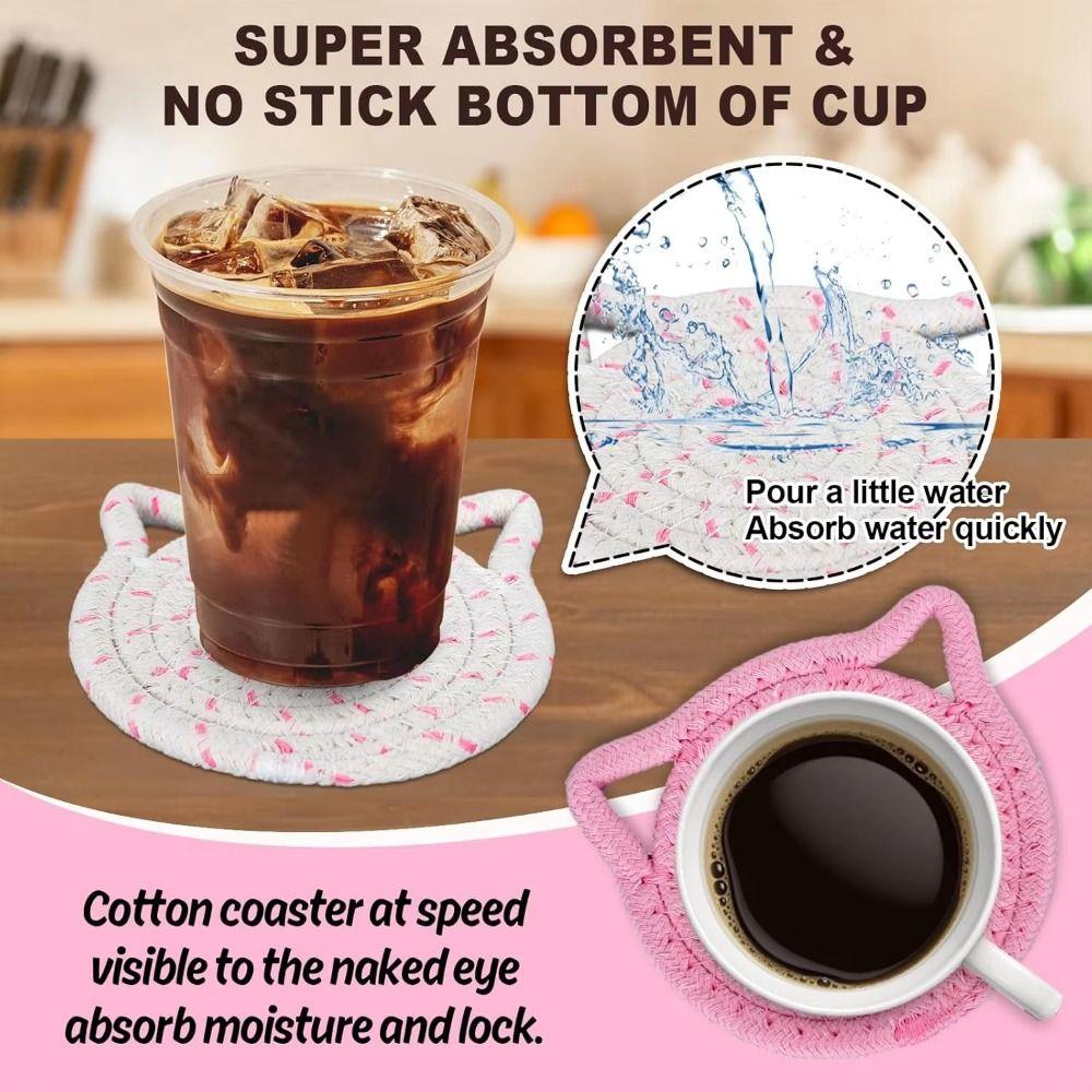 4/8 Pcs High-Temperature Resistant Cotton Drink Coasters Absorbent Coasters  Office Supplies