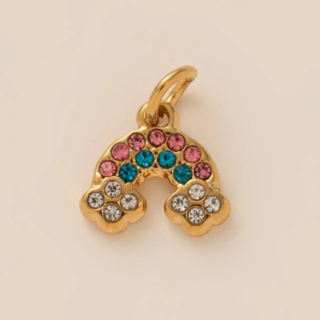 Yori 3Pcs Star Moon Rainbow Sun Pendant Stainless Steel Plated with 18K Gold for Jewelry Making Supplies DIY Necklace