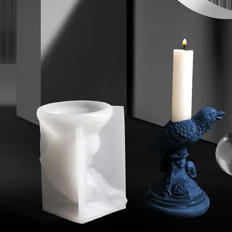 Halloween Gothic Style Raven Silicone mold Candle Holder Craft Tabletop Ornament Halloween Candle Holder Candle Holders Decor f