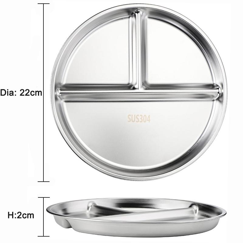 

1/2/4 шт. Разделенные тарелки из нержавеющей стали 304, круглая тарелка с 3 отделениями для взрослых, детей, обедов, диетических ужинов, походных продуктов