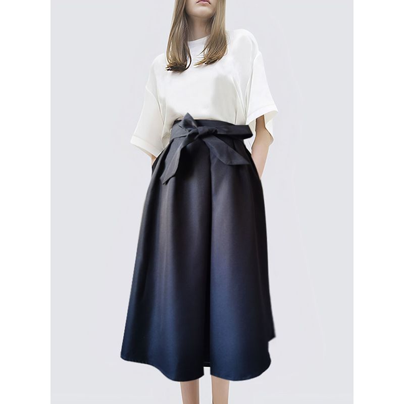 

Black High Waist Skirt for Women 2025 Summer New Arrival Cover Slim Looking Fashionable Stylish Fancy Lace-up Midi Skirt Black S