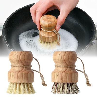 Scrubber Cleaner Rust Pot Net Brus Dish Washing Brush Bamboo Dish Scrub Brushes Palm Pot Brush