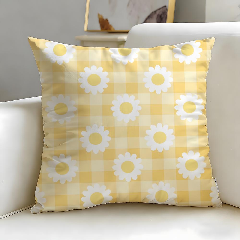 Checkerboard Pattern Cushion Cover Soft EasyWash Pillow Case Versatile for Couch Bed Travel and Office