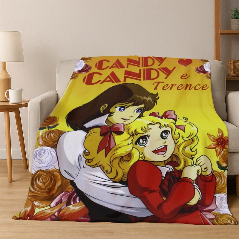 Candy Candy Girl Cartoon Anime Flannel Blanket Soft Warm Blanket Throw Blanket for Bedroom Living Room Bed Travel Picnic Gift