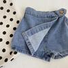 2023 Summer Girls' Denim Culottes: Korean-Style Button Shorts for Baby Girls