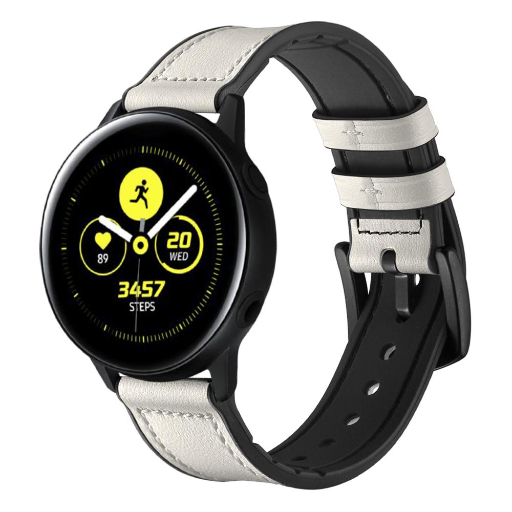 

20mm Genuine Leather Coated Silicone Smart Watch Band for Garmin Vivoactive 3/Vivomove HR White