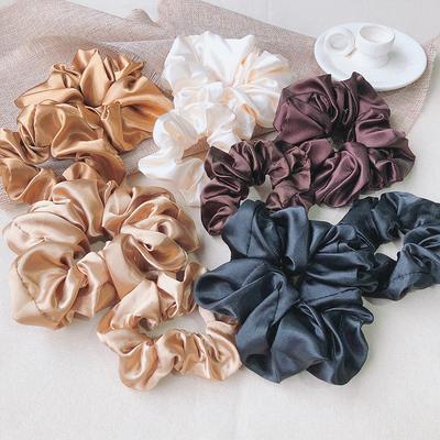 2Pcs Solid Colors Scrunchies Elastic Hair Bands for Women Satin Hair Accessories Ponytail Hair Rope Tie Girls Headdress