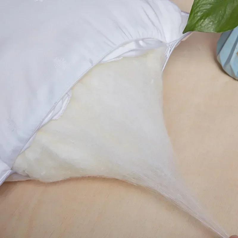 48*74Cm Mulberry Silk Bedding Pillows 1000 Grams Natural Silk Filling Jacquard Anti Mite Soft Fluffy Hotel Neck Sleeping Pillows