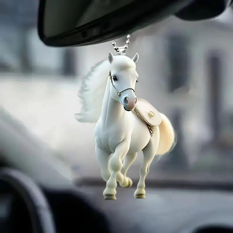 Acrylic White Beautiful Horse Car Ornament Trendy Decoration For Car Design Interior
