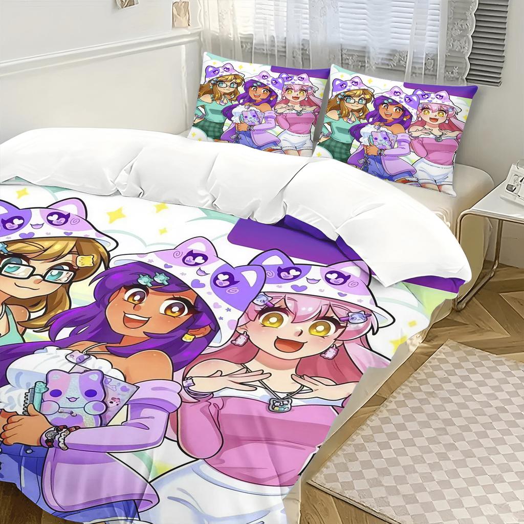 Cartoon Bedding Set Duvetcover Set Single Double King Size Kawaii Cartoon Aphmau Adult Boys Bedroom Duvet Cover And Pillow Case