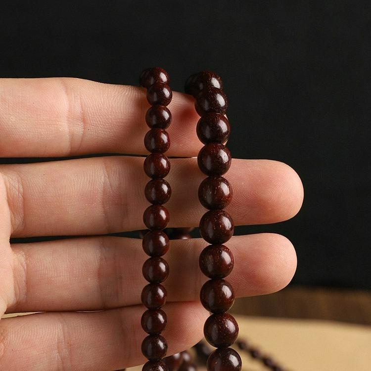 Handmade 108-Bead Red Sandalwood Bracelet, 6/8/10mm, Retro New Chinese National Style Unisex Jewelry, Travel Souvenir