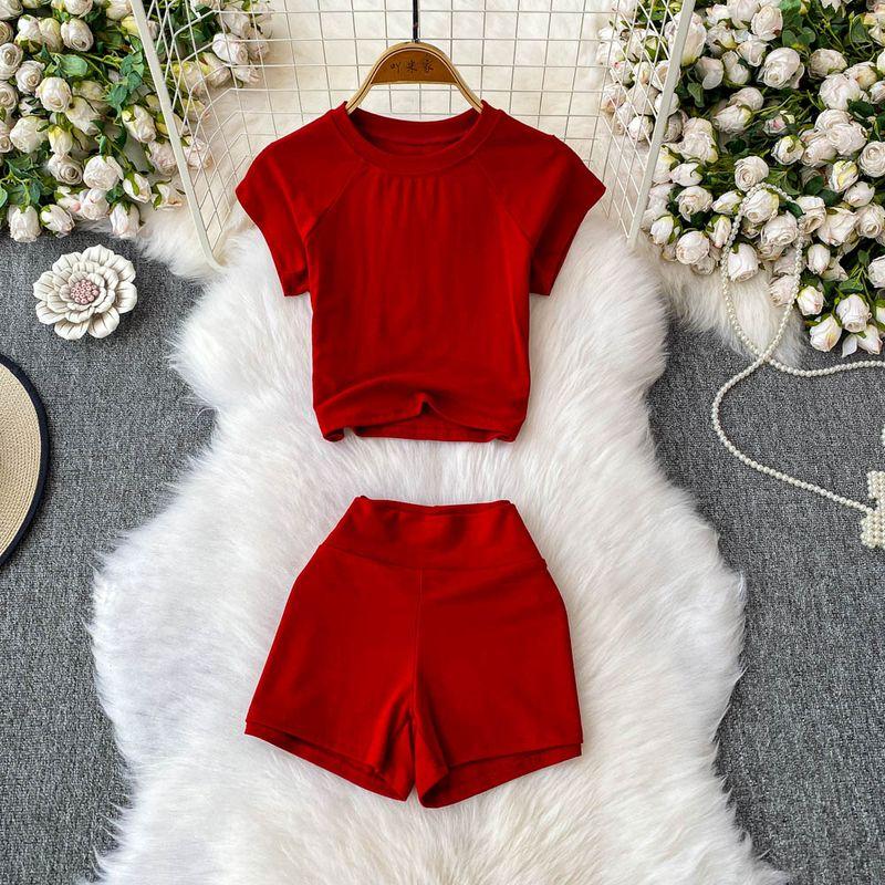 

Exercise Running Leisure Belly Contracting and Hip Lifting Fashion Suit Red One size