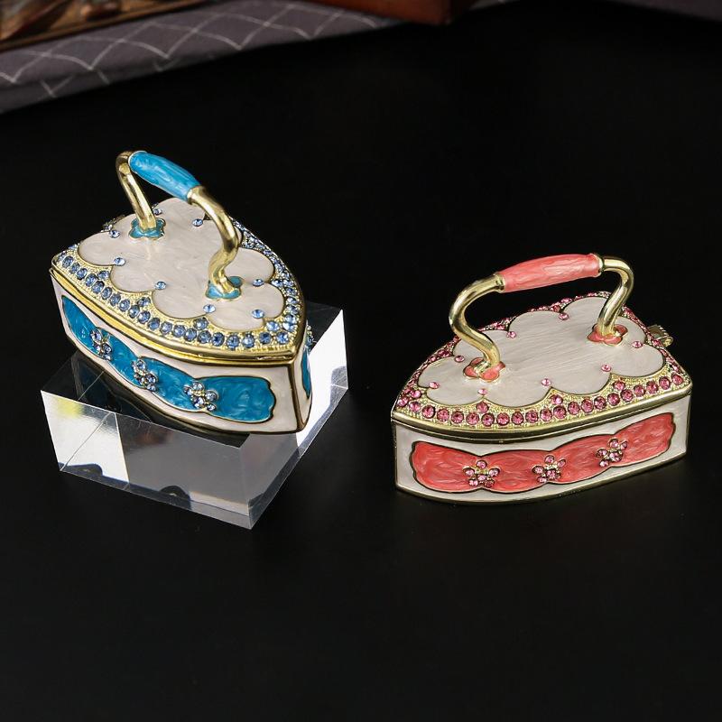 Creative Iron Jewelry Box Household Ornament Dresser Stud Earrings Ring Storage Box Jewelry Flip Box Jewelry Storage