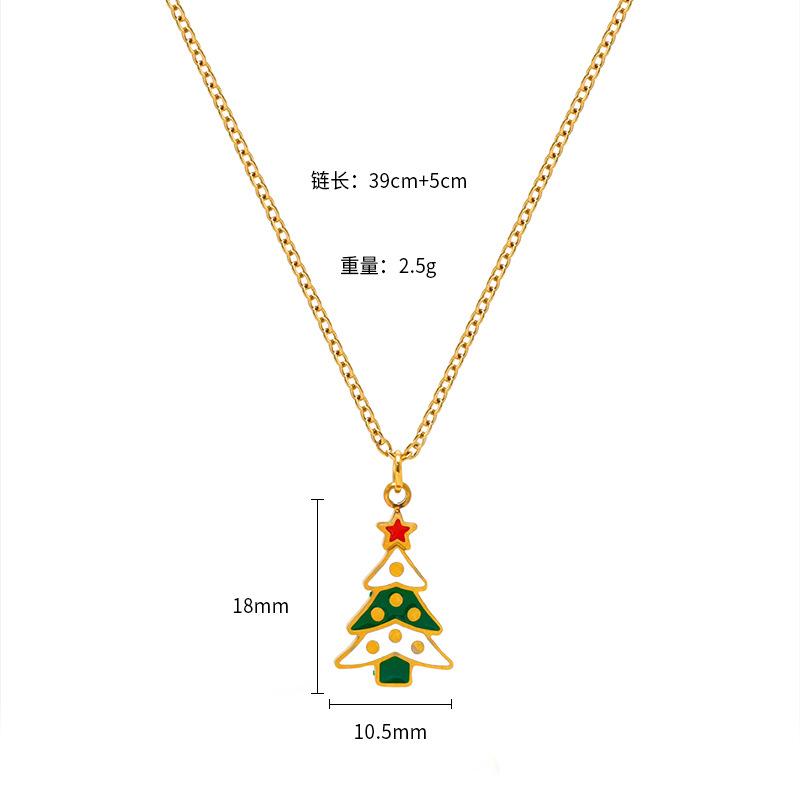 Christmas Cartoon Oil Dripping Elk Snowman Bell Necklace, Creative Design Gift Versatile Item Pendant Woman