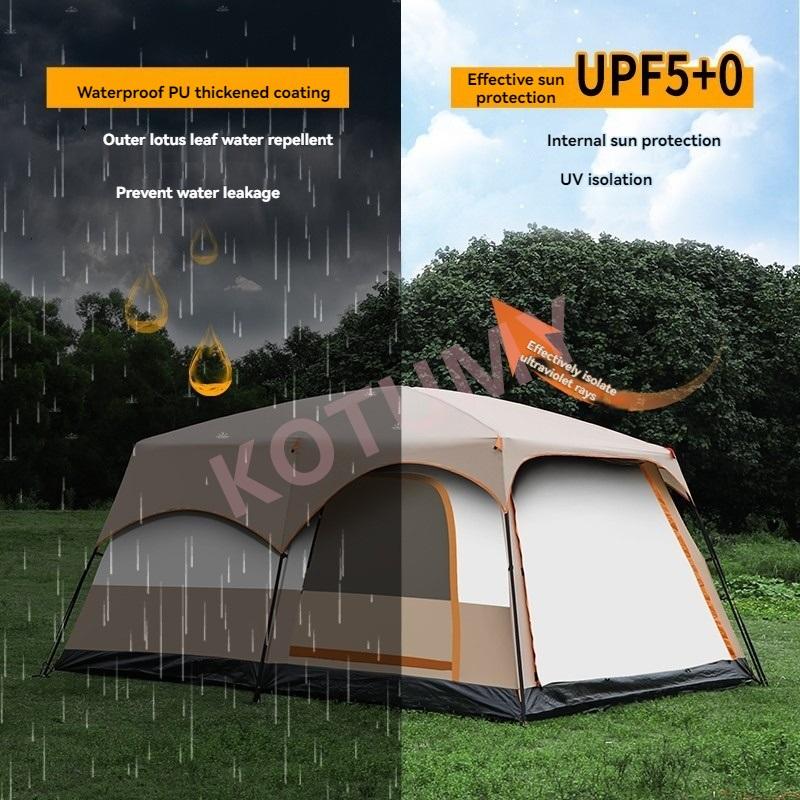 Outdoor Camping Tent Large Space Camping Equipment Portable Collapsible UV Protection Easy Set Up Tents Suitable for 4-6 People