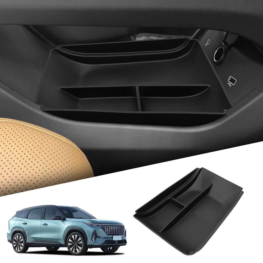 LUCKEASY for Geely Boyue L/Starray 2025 Center Console Lower Storage Box Car Central Tray TPE Organizer Accessoriy Tidying Black