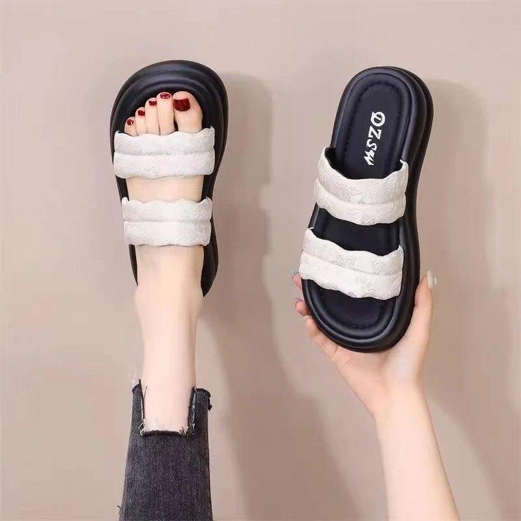 National Style Thick-soled Cool Slippers Women's Outer Wear 202 Season Summer New Fashion Soft-soled Non-slip Heightening Skirt Beach Shoes