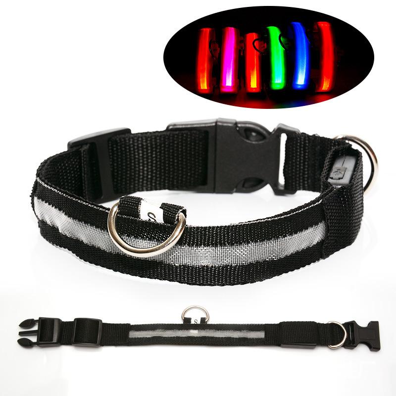 Dog Collar Nylon LED Night Safety Flashing Glow In The Dark Pet Dog Leash Pet Dogs Luminous Fluorescent Dog Accessories Collar