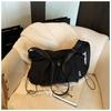 Nylon cloth large capacity tote bag women's new versatile pleated commuter shoulder messenger bag spring