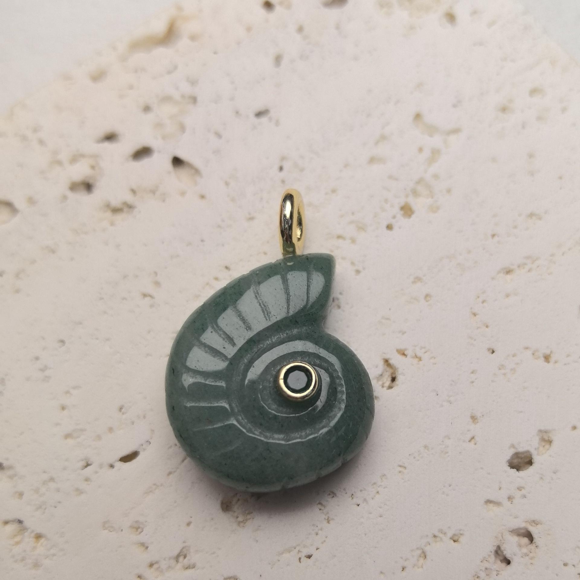 

1pc Natural Stone Snail Shape Pendant Charm Amethyst Tiger Eye Carved Crystal Shell Jewelry Gift