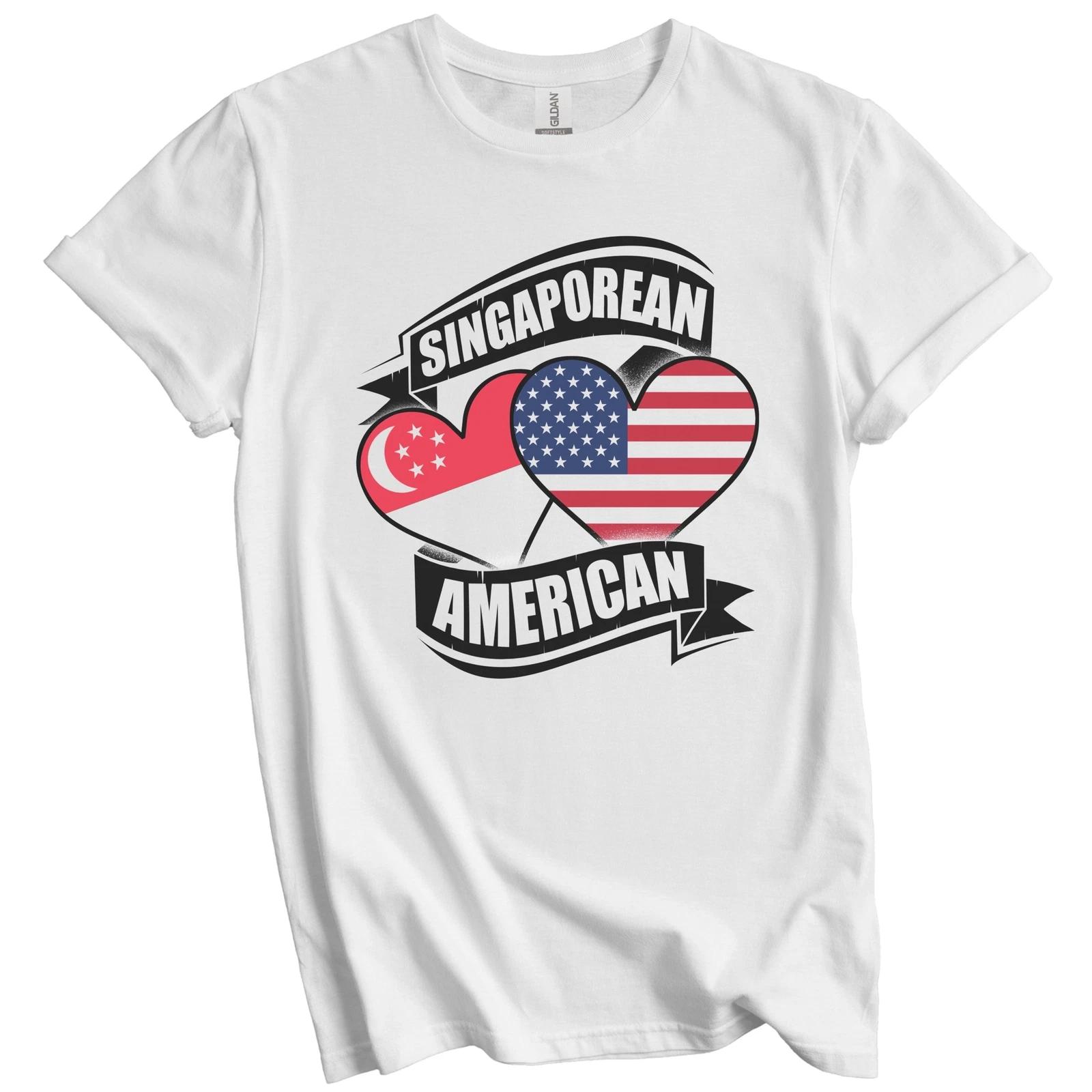 Singaporean American Hearts USA Singapore Flags T-Shirt 2XL
