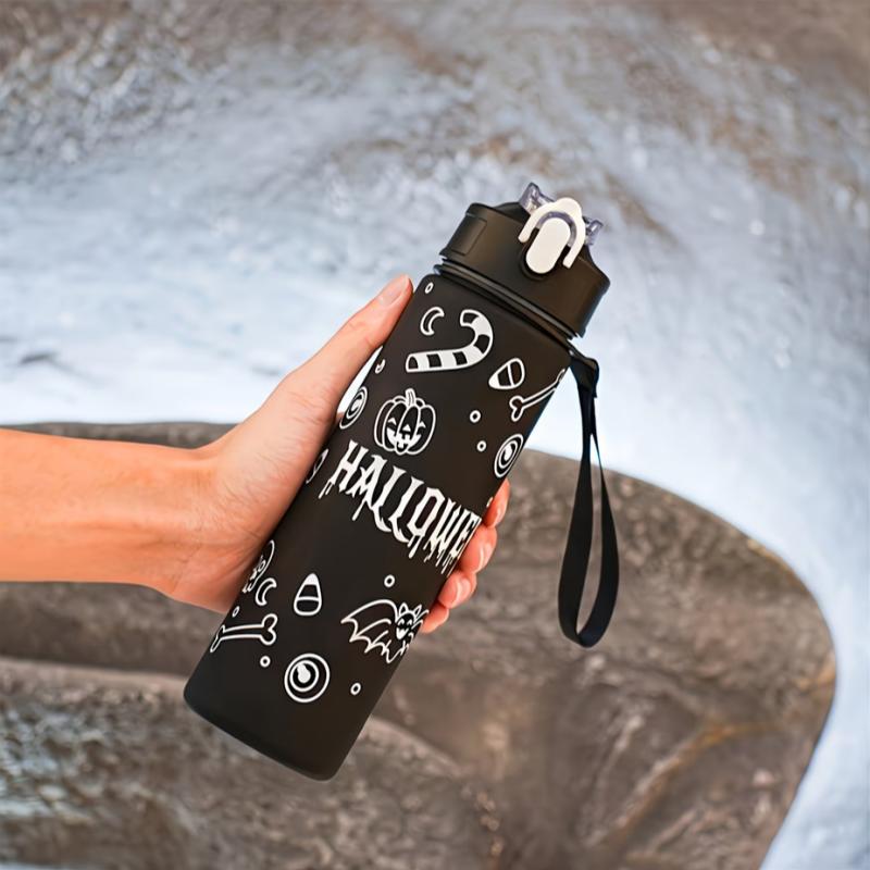 750ML Portable Outdoor Water Bottle with a One-Click Lid And Straw Perfect for Halloween with a Large Capacity And Quirky Design