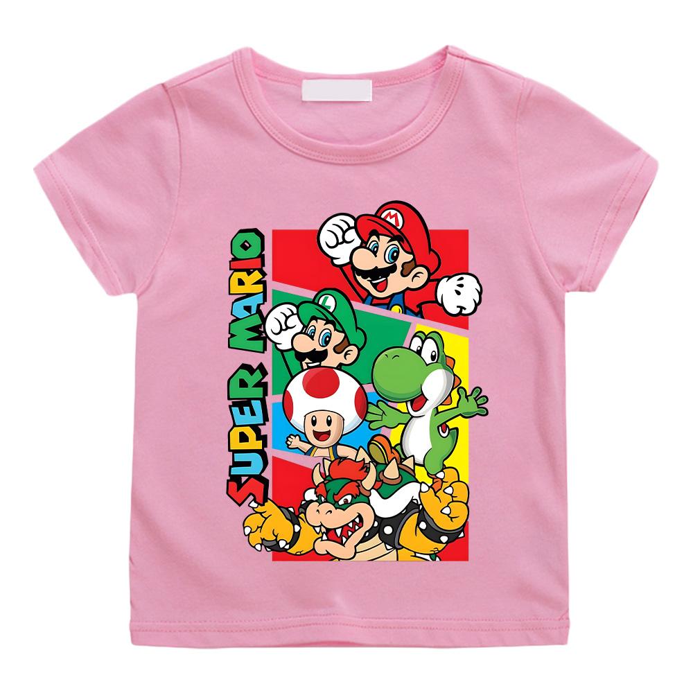 Super Marios for Children Cotton Tee Shirt Crewneck Short Sleeve T Shirt Anime Fashion for Boys Girls Clothing Cartoon Tees High Quality Casual Top