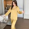 Pajamas women's spring and autumn thin ice silk long-sleeved two-piece set small fresh satin chiffon loungewear simple and casual